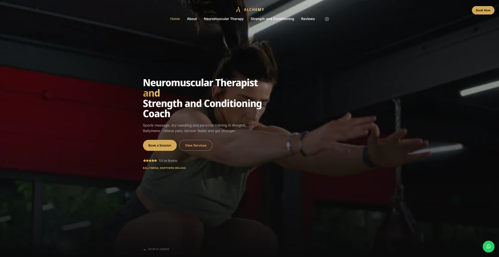 Alchemy Sports Therapy website homepage